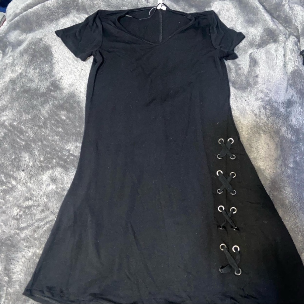 Cable & Gauge Black A-Line Mini Dress